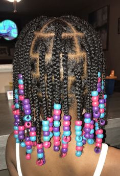 Plaits On Natural Hair With Beads, Kiddie Styles With Beads, Plaits And Beads, Toddler Hairstyles Girl African American Braids With Beads, Beads In Hair Kids, Braids And Beads Kids, Kids Beads Hairstyle, Beaded Hairstyles For Kids, Toddler Hairstyles With Beads