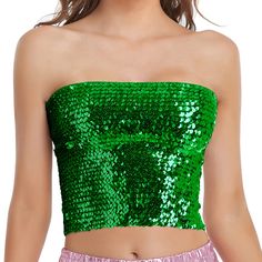 PRICES MAY VARY. Hand wash, line dry. 12 " long Material: 20% Polyester and 80% Sequins One size fits most. Can be worn as a mini skirt Easy to put on and out. This glitter tank top is made with elasticity material. Add shine to your Mardi Gras party outfit with a Sequin vest Top. Also a nice choice for night out disco top. These sparkly sequin halter tops are the perfect piece to add to your fashion outfit. Luxurious, super stretch and sexy sequin tube top. Our gold sequin crop tops are made wi Mermaid Crop Top, Glitter Tank Top, Sequin Tube Top, Skirt Streetwear, Skirts Flowy, Duo Halloween Costumes, Retro Skirt, Printed Pleated Skirt, Strapless Tops