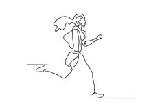 a single line drawing of a woman running