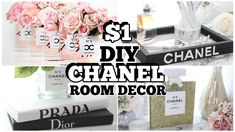 chanel room decor with flowers and perfume bottles