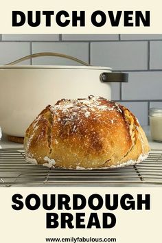 sourdough bread loaf that was baked in a dutch oven Bread Recipe Dutch Oven, Dutch Oven Sourdough Bread Recipe, Dutch Oven Sourdough Bread, Beginner Sourdough Bread, Dutch Oven Sourdough, Dough Starter Recipe, Easy Sourdough Bread, Homemade Sourdough Bread Recipes, Easy Sourdough Bread Recipe