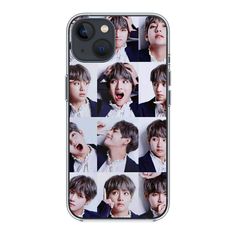 an iphone case with the image of btt's face and hair on it