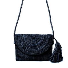 Our new Naomi crossbody has a beautiful shape with pretty crochet detailing and a cheery tassel.  It's the perfect travel companion and pairs well with denim, dresses and even swimsuits! 100% crocheted raffia Braided raffia strap Cotton lining Inside Pocket Snap closure 10"W x 7“H; 22“ Strap Drop - Approximate dimensio Eyewear Kids, Pretty Crochet, Denim Dresses, White Jewelry, Crochet Details, Swimwear Outfit, Travel Companion, Navy Pink, 7 H