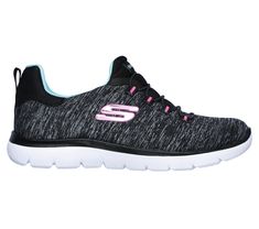 Get right to the sporty style and comfort wearing the Skechers Summits - Quick Getaway shoe. This slip-on sneaker features a soft heathered jersey knit upper with a bungee-laced front and cushioned Memory Foam comfort insole. | Skechers Women's Summits - Quick Getaway Sneaker Sporty Slip-on Sneakers With Ortholite Insole For Sports, Athleisure Slip-on Sneakers With Cushioned Footbed, Sporty Gray Slip-on Sneakers For Light Exercise, Sporty Textile Slip-on Sneakers For Light Exercise, Sporty Running Shoes For Light Sports With Speckled Midsole, Comfortable Running Shoes With Elastic Laces For Sports, Comfortable Sporty Running Shoes With Laces, Sporty Moisture-wicking Comfortable Sneakers, Textile Slip-on Sneakers For Athleisure