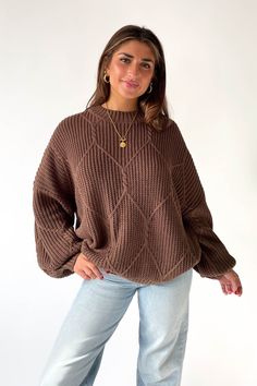 Logan Oversized Sweater in Brown Gray Brown Sweater, Cheap Oversized Crew Neck Knit Top, Affordable Brown Oversized Tops, Cheap Oversized Sweater With Buttons, Cheap Oversized Winter Tops, Cute Oversized Sweaters Boohoo, Cheap Oversized Sweater For Campus, Cute Affordable Oversized Sweater, Cheap Oversized Sweater For Day Out