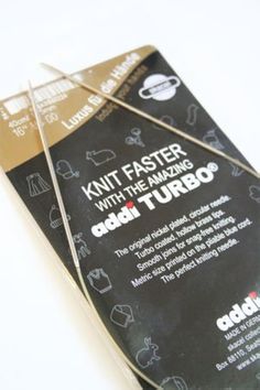 an ad for knit faster with the amazing adidas turboco knitting needles in clear packaging