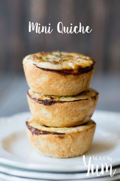 three mini quiches stacked on top of each other with the title above it