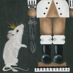 a painting of a nutcracker and a rat in front of a black background