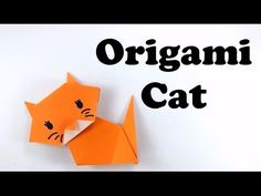 an origami cat with the words origami cat on it's side