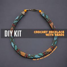 a beaded necklace with beads on it and the words diy kit