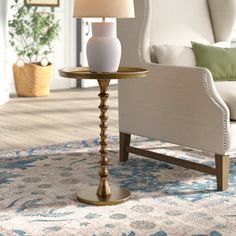 a living room scene with focus on the table lamp