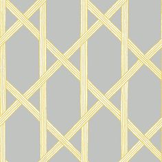 Trellis Large-Scale Wallpaper in Grey/Yellow Grey Trellis Wallpaper, Blue Trellis Wallpaper, Yellow Geometric Wallpaper, Texture Shading, Outside Office, Trellis Wall, Coastal Style Home, Stained Glass Wood, Wallpaper Design Pattern