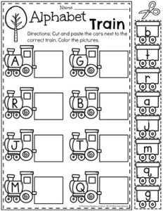 the alphabet train worksheet for preschool