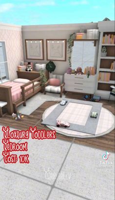 a virtual view of a bedroom with lots of furniture