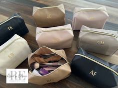 Personalized Makeup Bags are perfect for Wedding Gift, Birthday Gift, Maid of Honor Gift, Bridesmaid Gift, Mother's Day Gift  and much more... HOW TO PLACE YOUR ORDER: 1. Choose your preferred Bag Color + Design Options 2. In the "Personalization Box," please provide me with the following details:  >Name or Initials (ex. Amanda, Emma, Heather)  >Font (ex. Adore)  >Text Color (ex. Gold Matte) 3. Click "ADD TO CART" or "BUY IT NOW." For multiple orders, simply click the back button or return to th Bridesmaid Makeup Bag, Gift Bachelorette Party, Bachelorette Party Gift, Maid Of Honor Gift, Personalized Makeup Bags, Maid Of Honour Gifts, Bachelorette Party Gifts, Bridesmaid Makeup, Custom Initials