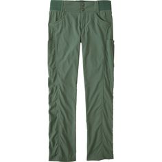 the women's pants are green and have buttons on the front, while the bottom is