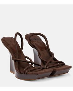 Gia Borghini Rosie 39 Leather Wedges in Brown | Lyst