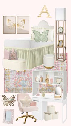 Gold Girls Room, Light Pink Rooms, Single Dorm Room, Pink Dorm Rooms, Fancy Bedroom, Pink Dorm, College Dorm Room Decor, Dorm Room Designs, Dorm Room Ideas