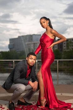 Red Asymmetrical Floor Length Prom Dresses - Prom Dresses Dresses With Jordans, Ball Gowns Simple, Prom Picture Poses For Couples, Air Jordan 11 Black, Couple Prom Outfits, Halter Top Prom Dress, Halter Top Prom Dresses, White Prom Dress Short, Couple Prom