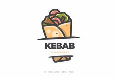 the kebab logo is shown in black and white, with an image of two burritos on it