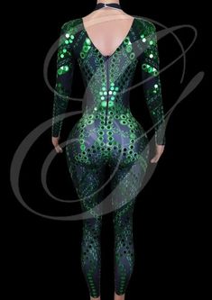 IMPORTANT! Our party wear is made to order. Please allow up to ~20-25 calendar days for production plus 3-7 days for shipping. Green Stretch Bodysuit For Party, Green Fitted Bodysuit For Party, Green Fitted Party Bottoms, Fitted Green Bottoms For Party, Green Fitted Bottoms For Party, Fitted Green Bottoms For Club, Green High Stretch Bodysuit For Party, Fitted Green Bodysuit For Night Out, Full Length Fitted Unitard For Party