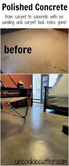 before and after photos of polished concrete flooring