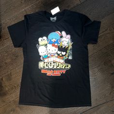 Nwt My Hero Academia Hello Kitty And Friends T-Shirt Size M Super Cute See Pics For Details Smoke Free And Pet Free Home Ask Any Questions Anime, J-Pop Cute Black Anime Print Tops, Black Cute Shirt For Streetwear, Cute Black Shirt For Streetwear, Kawaii Crew Neck Tops For Fan Merchandise, Kawaii Fan Merchandise Tops With Crew Neck, Kawaii Style Fan Merchandise Tops With Crew Neck, Kawaii Character Print Tops For Fan Merchandise, Kawaii Character Print Fan Merchandise Tops, Friends T Shirt