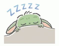 a cartoon character sleeping on top of a pillow with the words zzzzz written above it