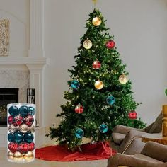 a decorated christmas tree in a living room