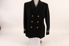 WWI Era USN Officers Jacket Named Measures  Shoulder 18" Chest  21" Sleeve 18" Length 29.5 Fitted Military Pea Coat, Fitted Military Style Long Sleeve Pea Coat, Fitted Military Style Pea Coat With Long Sleeves, Military Style Sport Coat For Work, Uniform Style Double-breasted Workwear Outerwear, Double-breasted Uniform Style Outerwear For Work, Double-breasted Uniform Style Workwear Outerwear, Double-breasted Uniform Outerwear With Pockets, Fitted Military Sport Coat For Work