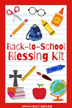 back - to - school blessing kit with an apple, books, pencils and other items