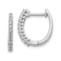 14k White Gold Diamond Hinged Hoop Earrings. 0.25ctw Nature Earrings, Hoop Earring Sets, Fancy Diamonds, White Gold Earrings, Diamond Hoop Earrings, White Earrings, Hoop Earrings Small, Fine Jewellery Earrings, Real Diamonds