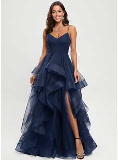 JJ's House Tulle V-Neck <=200 Spring Summer Ball-Gown/Princess Plus General Leg Slit Back Zip Sweet & Flow Sexy High Low Coquette Modest Prom Dresses Tiered Prom Beautiful Back Dark Navy Height:5.8ft（176cm） Bust:32in（82cm）Waist:24in（61cm）Hips:35in（89cm） No Sweep Tra. #JJ's House #Tulle #VNeck #<=200 #Spring #Summer #BallGownPrincess #Plus #General #LegSlit #BackZip #Sweet&Flow #Sexy #HighLow #Coquette #ModestPromDresses #TieredProm #BeautifulBack #DarkNavy #No #SweepTra Asymmetrical Prom Dress, Tulle Straps, Tulle Prom Dresses, Tulle Balls, Princess Prom Dresses, Ball Gowns Princess, V Neck Prom Dresses, Dresses Formal Elegant, Prom Dresses Modest