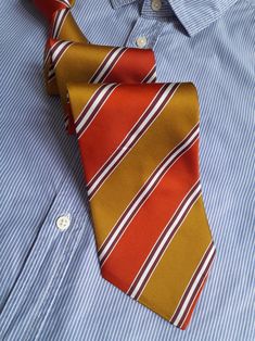 Classic Orange Tie For Business, Classic Orange Ties For Business, Vintage Brown Tie For Business, Copper Tie, Striped Business Neckwear Ties, Luxury Striped Business Ties, Luxury Multicolor Classic Ties, Vintage Multicolor Business Ties, Classic Clothing