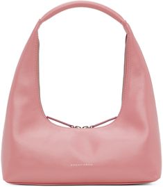 Marge Sherwood - Pink Leather Shoulder Bag Pink Business Satchel Shoulder Bag, Pink Satchel Shoulder Bag For Business, Modern Pink Shoulder Bag For Business, Modern Pink Shoulder Bag With Zipper Closure, Modern Pink Hobo Bag With Removable Pouch, Pink Modern Satchel Hobo Bag, Modern Pink Satchel Hobo Bag, Modern Pink Hobo Satchel Bag, Marge Sherwood