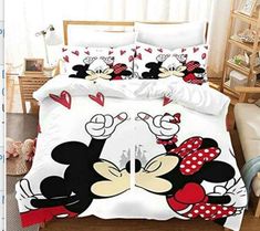 mickey and minnie mouse bedding set with hearts