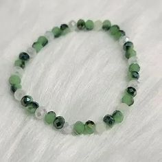 Handmade | Jewelry | Stackable Stretch Bracelet Set Of 3 | Poshmark Stretch Bracelet, Stretch Bracelets, Bracelet Set, Glass Beads, Handmade Jewelry, Bracelet, Beads, Glass, Green