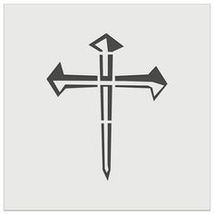 an image of a cross with arrows pointing in different directions on a light gray background