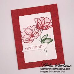 a card with some flowers on it and the words you're the best written in red