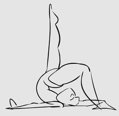 a drawing of a woman doing a handstand on her stomach with one leg in the air