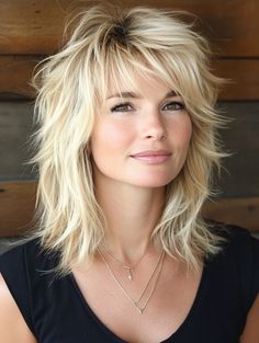 Make 2024 your year to shine with one of the 30 trendy shag haircuts for women highlighted in our latest article. We've curated a diverse range of styles, from classic 1970s-inspired cuts to modern interpretations perfect for women of all ages. Find out how to adapt the shag for fine hair, round faces, or long locks. Learn to incorporate bangs and layers for added volume and movement. With options for straight, wavy, and curly hair, plus specialized styles for women over 50, you're sure to find a shag that suits your unique personality and lifestyle. Get ready to turn heads with your fabulous new look! Medium Hair With Light Bangs, Shag Hairstyles Medium Blonde, Medium Hair Shaggy Layers, Med Shaggy Haircuts, Shag Hair Styles For Fine Hair, Shaggy Lob With Bangs Straight, French Shag Haircut Long, Fine Hair Layers Medium, Medium Length Shag Straight Hair