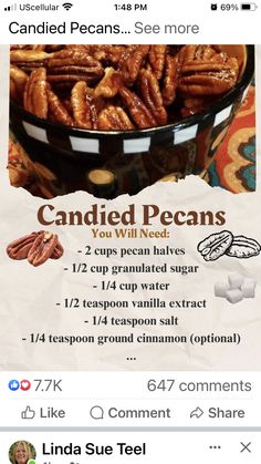 an ad for candied pecans on facebook