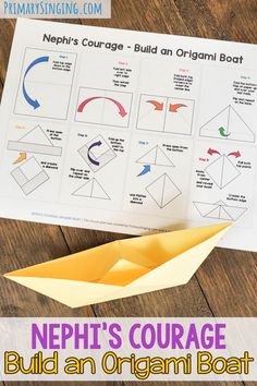 an origami boat with instructions on how to make it and print out the diagram