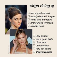 an image of a woman with different hair types on her face and the words virgo rising