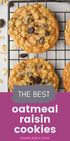 the best oatmeal raisin cookies on a cooling rack with text overlay