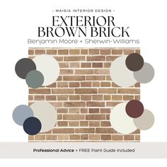 a brick wall with different colored circles on it and the words,'interior brown brick '