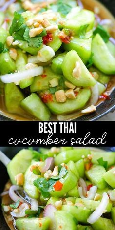 two pictures showing different types of food in the same bowl and one with vegetables on it