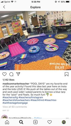 the instagram page on instagram com shows an image of a classroom with colorful rugs