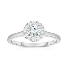 a white gold engagement ring with diamonds