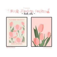 pink flowers are shown in three different frames with the words, flower market and bologna